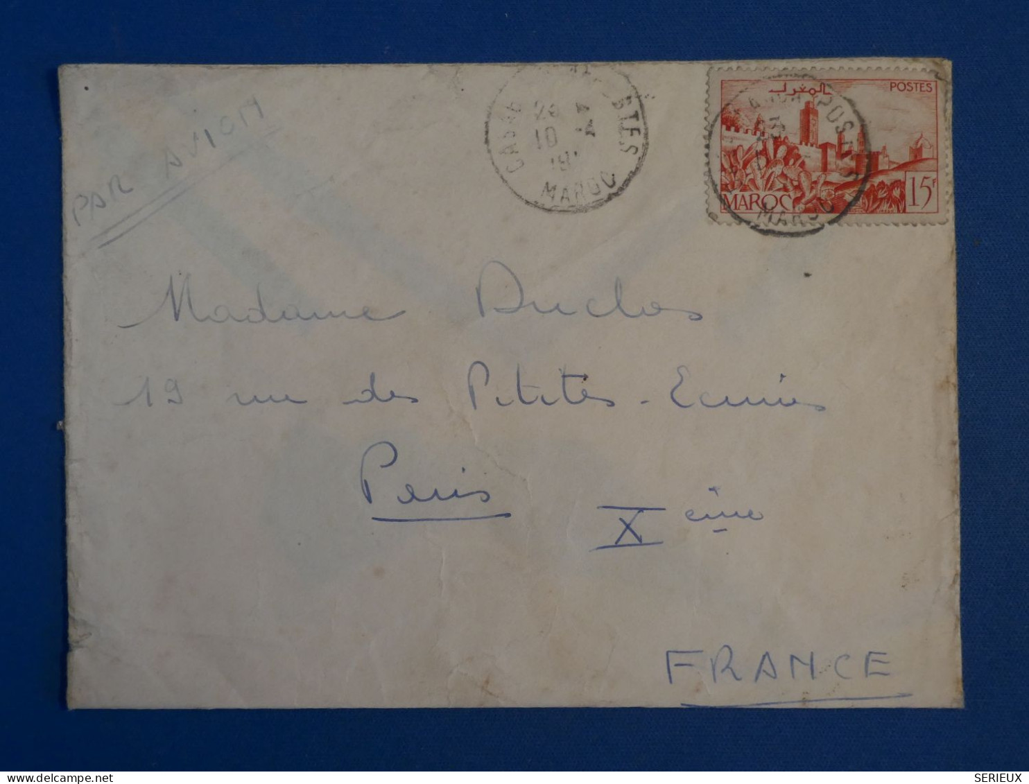 BX2  MAROC  BELLE LETTRE  1934  CASABLANCA  A PARIS FRANCE + AFFRANCH. INTERESSANT +++ - Covers & Documents