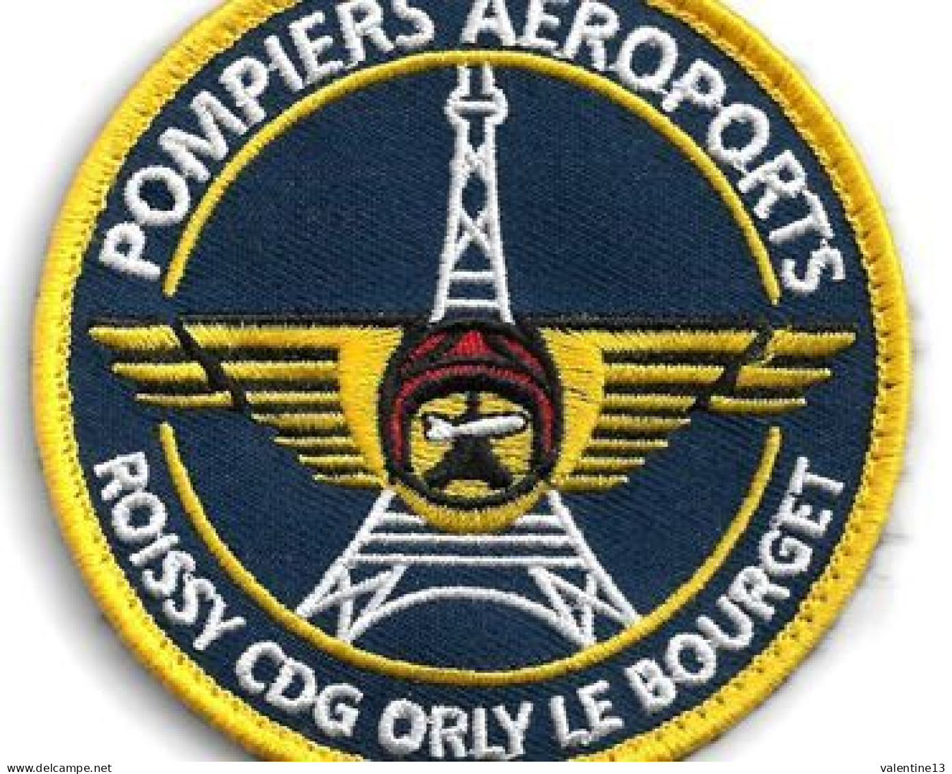 Ecusson POMPIERS AEROPOTS SSLIA ROISSY CDG ORLY LE BOURGET Velcros Double Face 80mm - Firemen