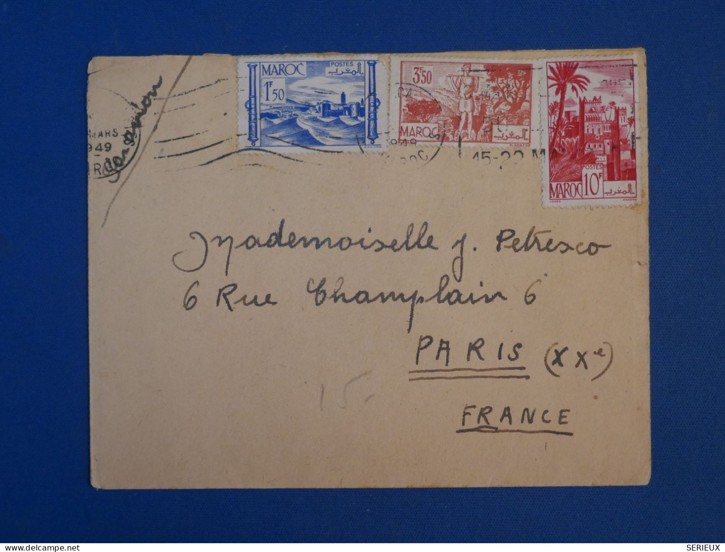 BX2  MAROC  BELLE LETTRE  1934 MEKNES   A PARIS FRANCE + AFFRANCH. INTERESSANT +++ - Lettres & Documents
