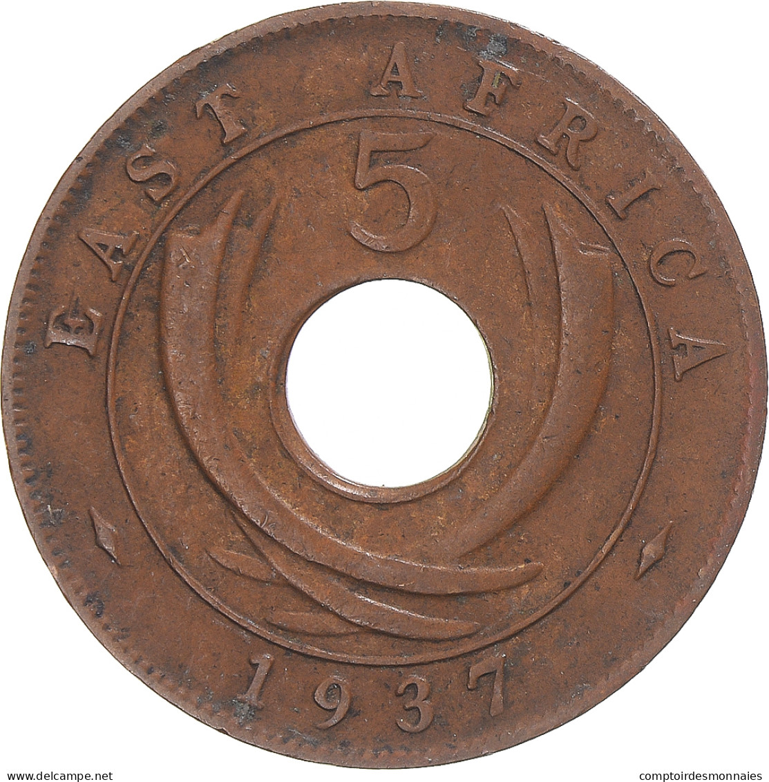 Monnaie, Afrique Orientale, 5 Cents, 1937 - Colonie Britannique