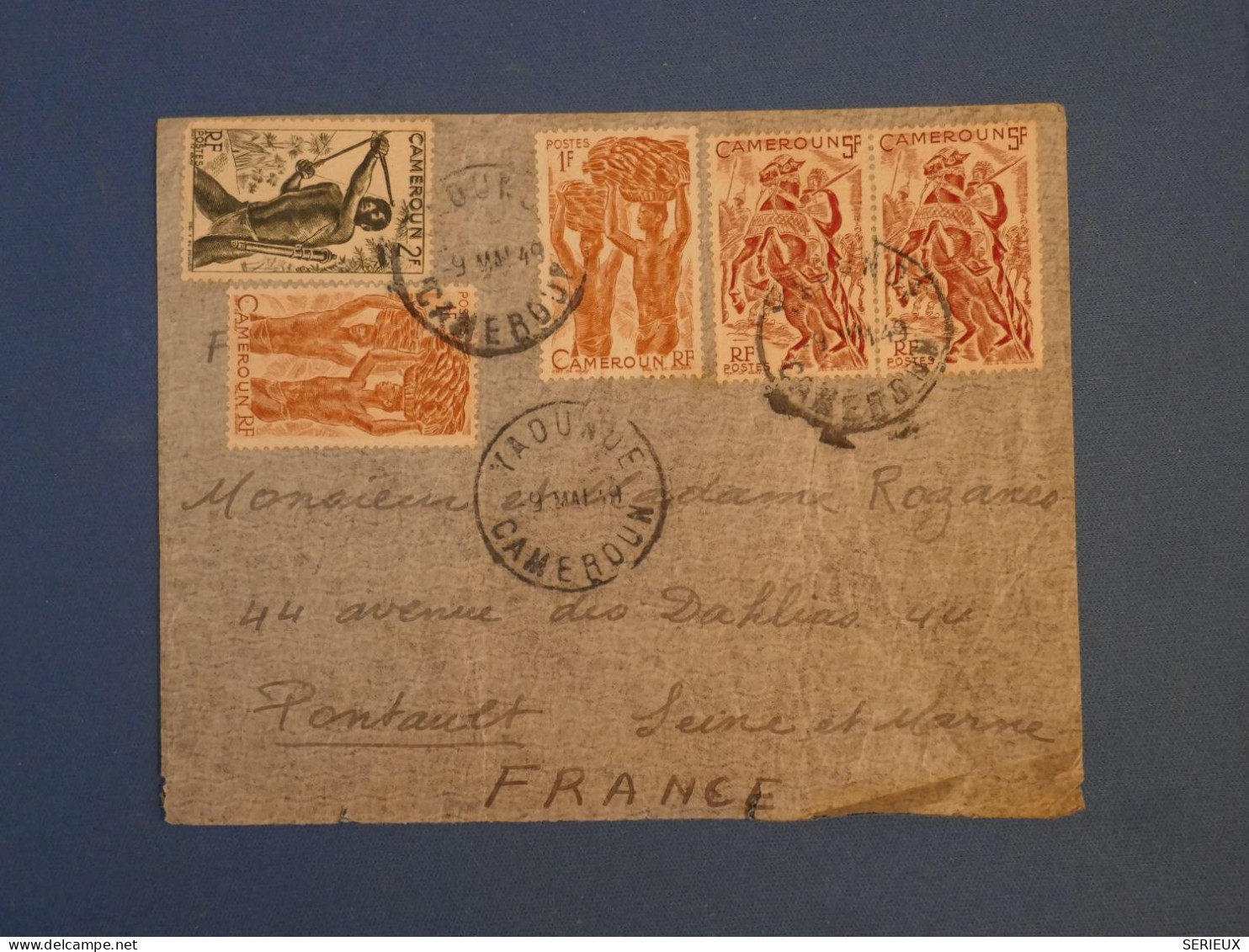 BX2  CAMEROUN  BELLE LETTRE PRIVEE 1949 YAOUDé A PONTAULT FRANCE + AFFRANCH. INTERESSANT +++ - Lettres & Documents