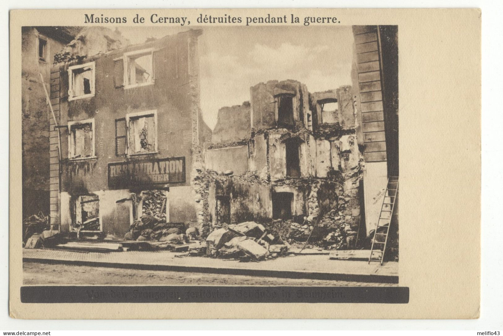 68/ CPA - Maisons De Cernay Détruites Pendant La Guerre (Guerre - Militaire) - Cernay