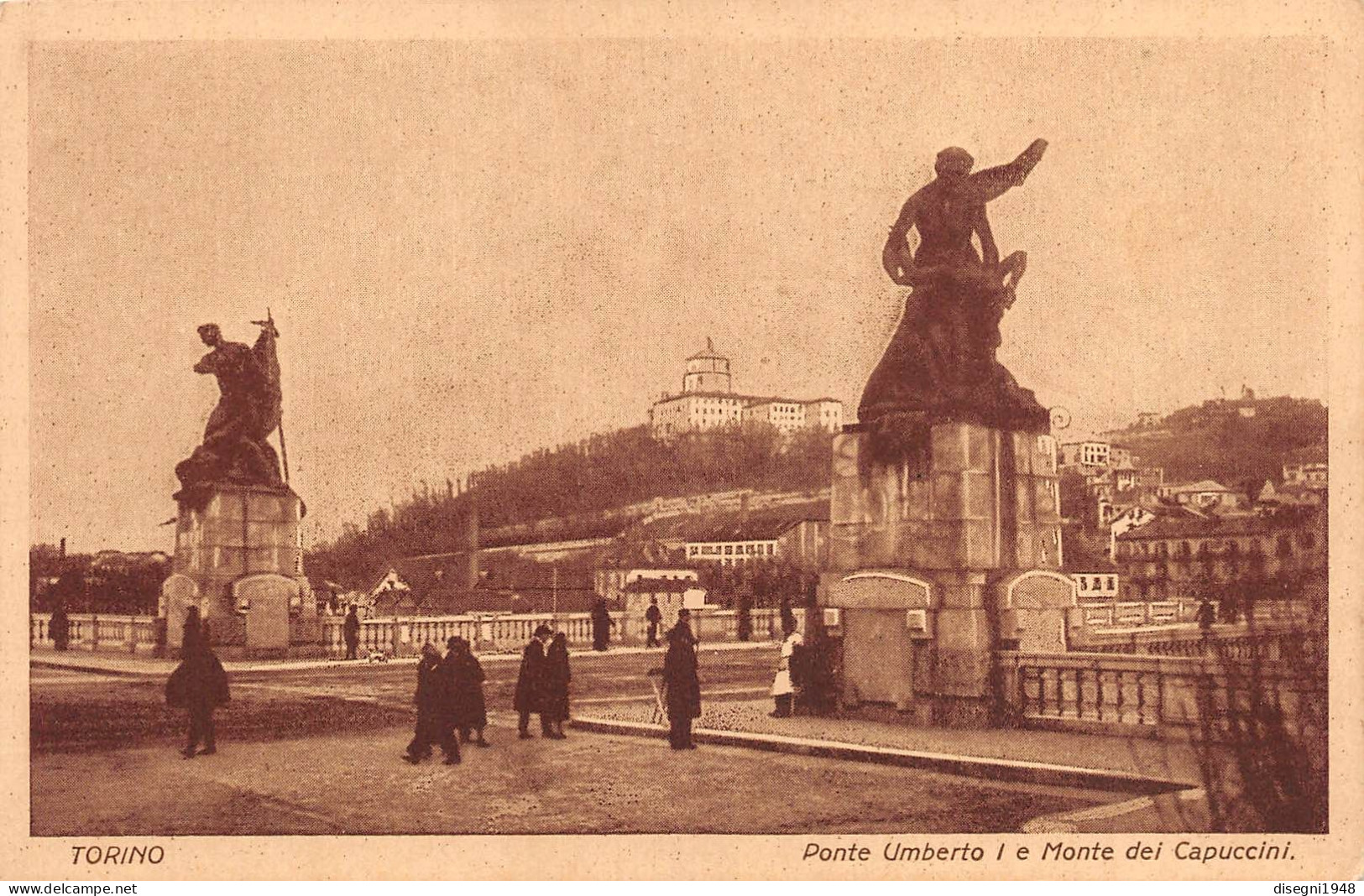 12309 "TORINO - PONTE UMBERTO I E MONTE DEI CAPPUCCINI" ANIMATA, CART. ORIG. NON SPED. - Ponti