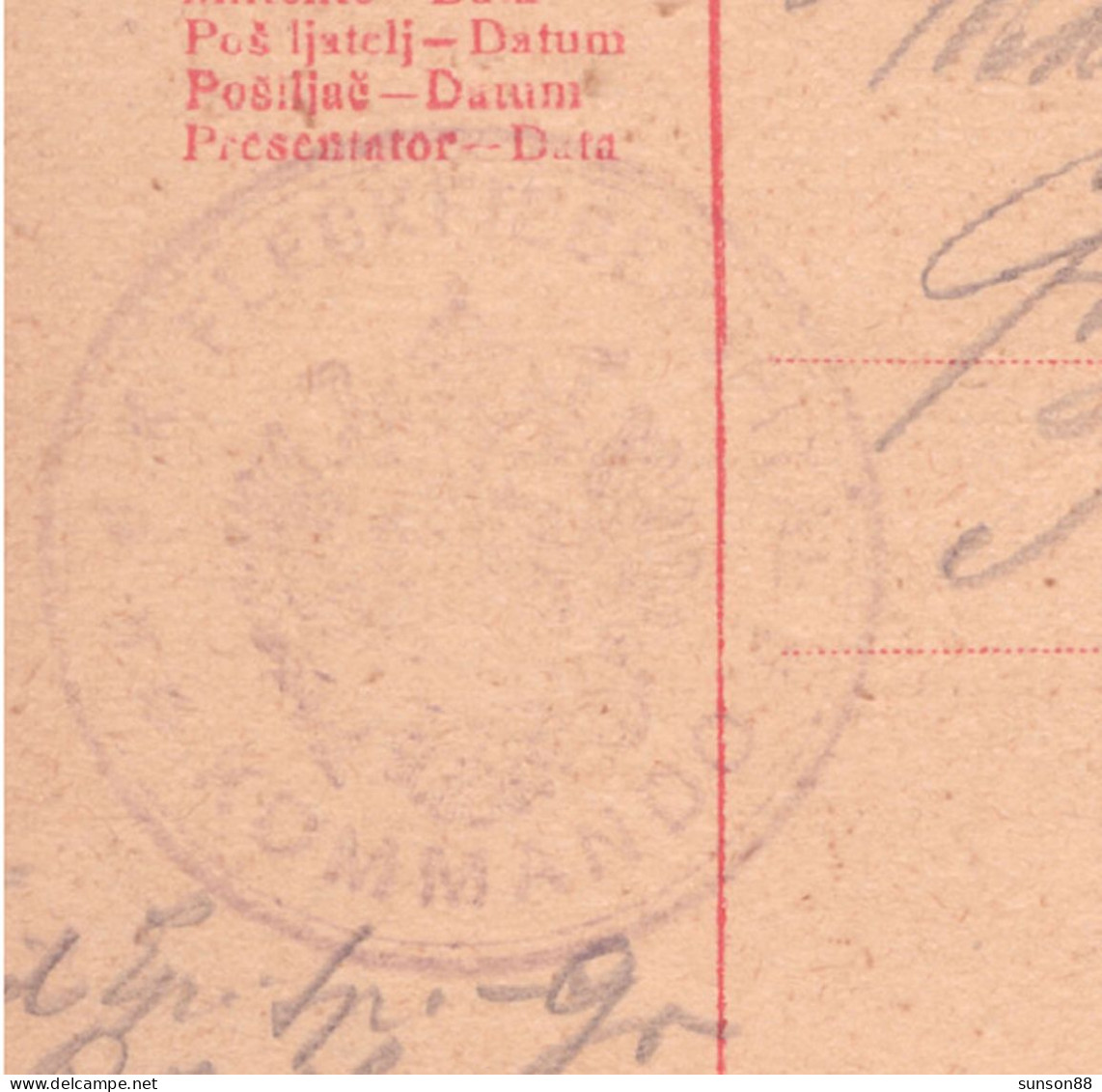 Typhus. WWI Austria Fieldpost,1916. Printed Back Text. Cachet: Eagle And "K.u.K. Fleck Commando - Santé