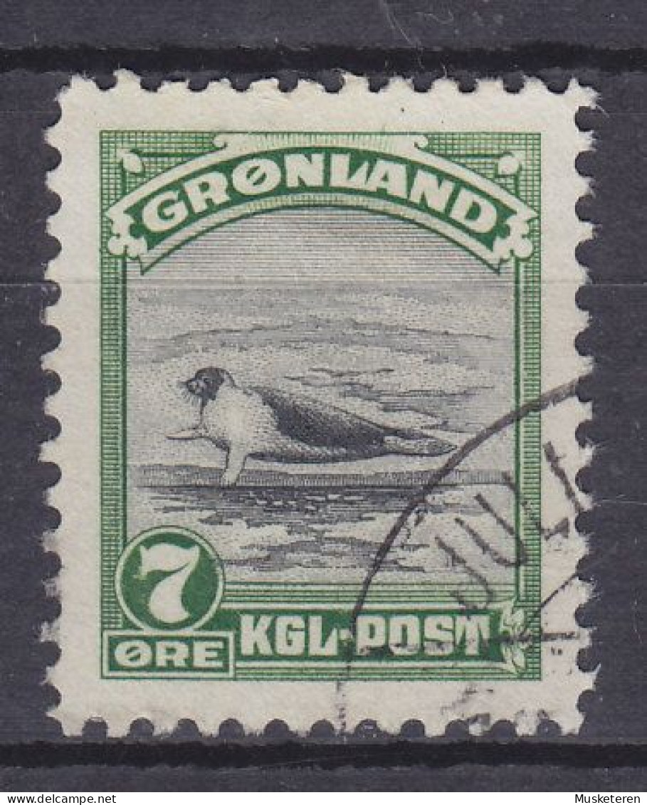 Greenland 1945 Mi. 10,  7 Øre Robbe Seal (2 Scans) - Gebraucht