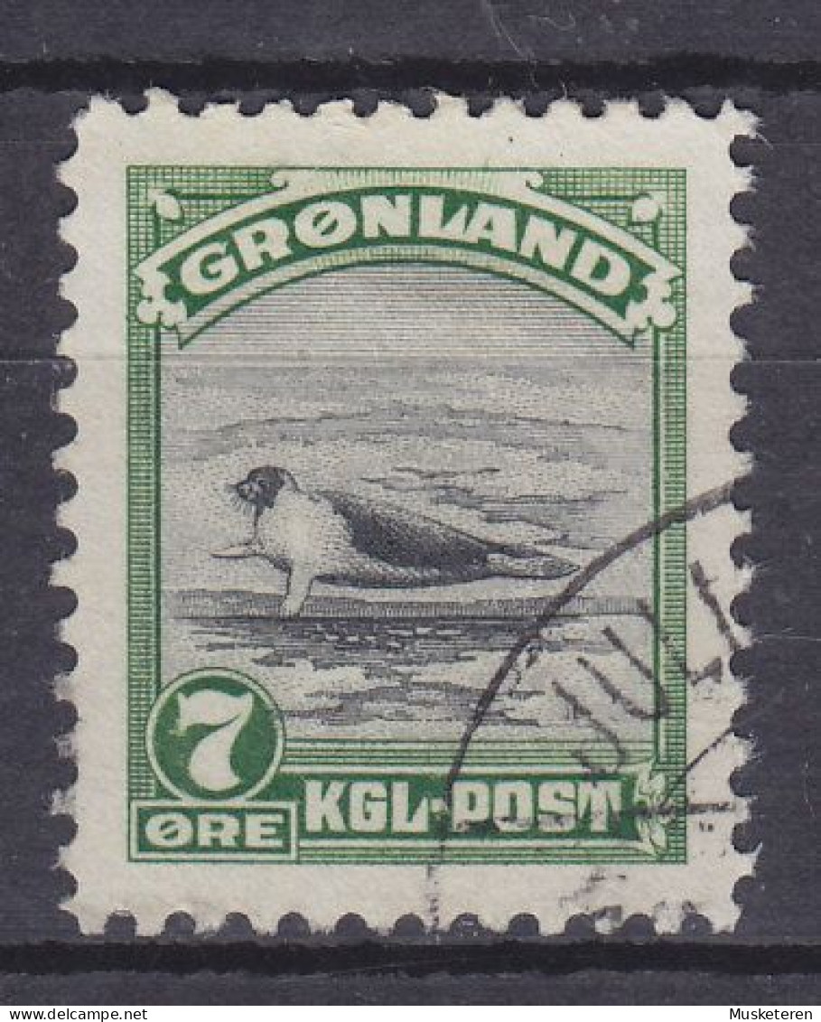 Greenland 1945 Mi. 10,  7 Øre Robbe Seal (2 Scans) - Usados