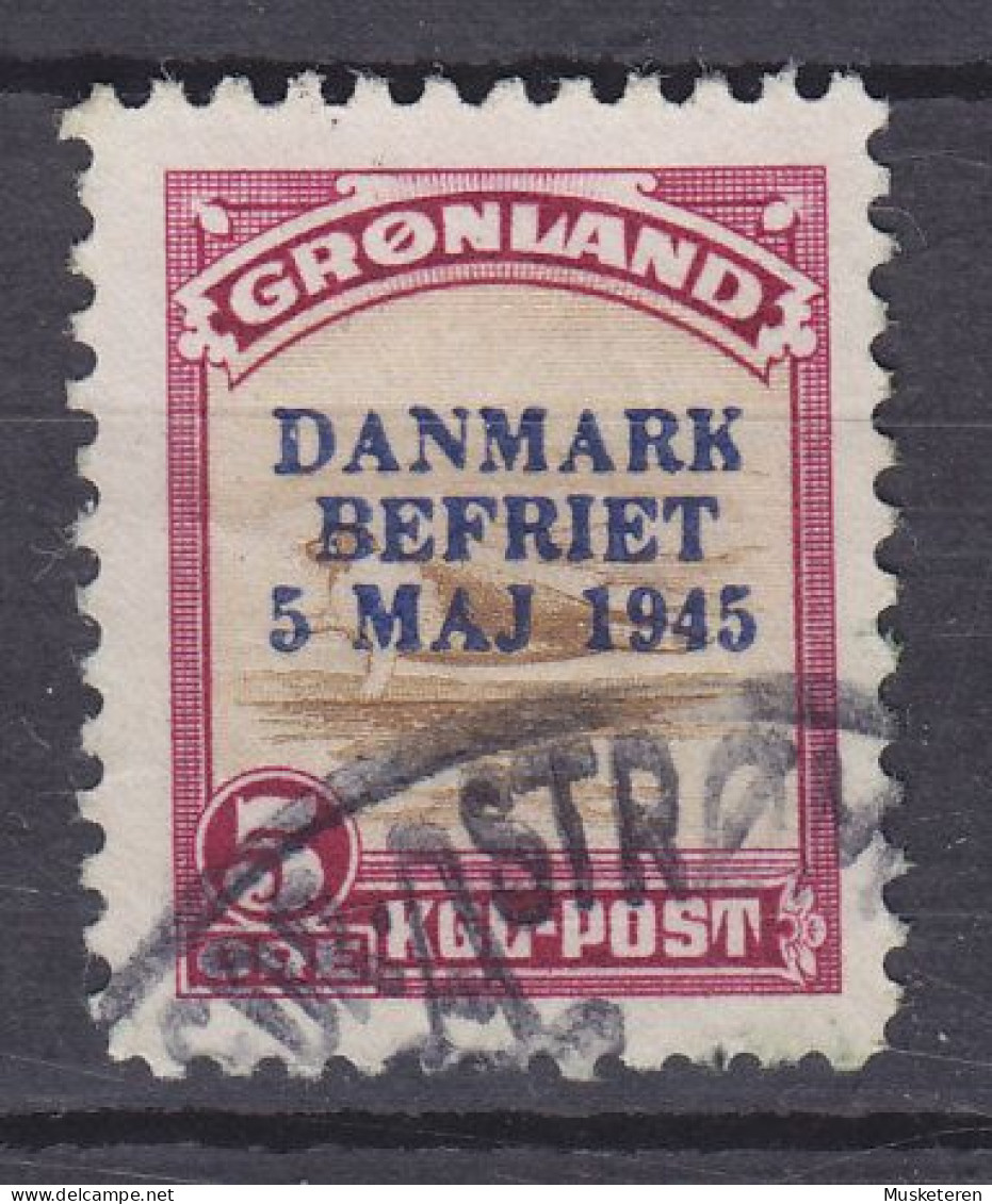 Greenland 1945 Mi. 18,  5 Øre Robbe Seal Overprinted Aufdruck 'DANMARK / BEFRIET / 5. MAJ 1945' Type I (2 Scans) - Usados