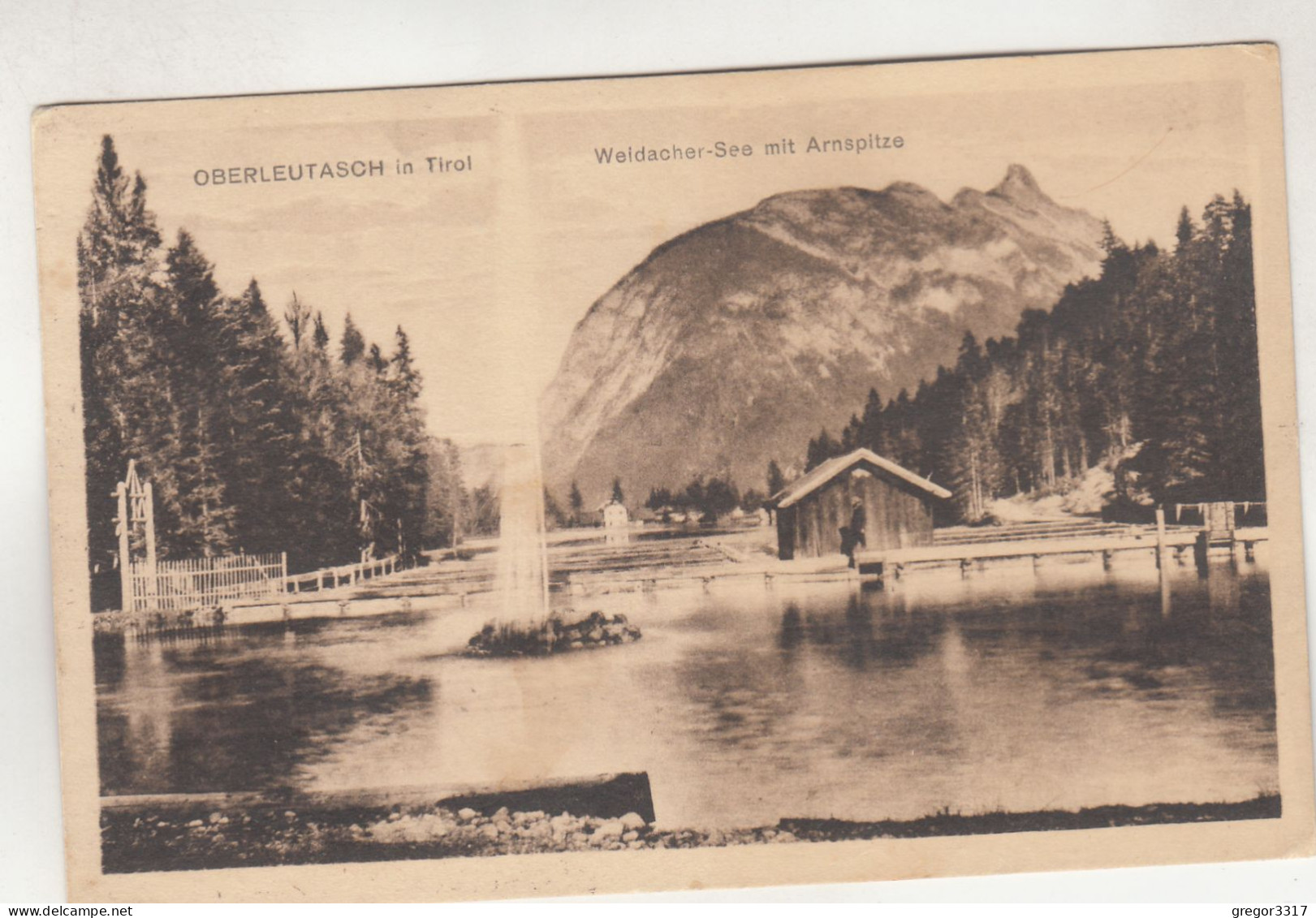 D2329) OBERLEUTASCH In TIROL - WALDACHER SEE Mit Arnspitze - Alte Holzhütte Und Springbrunnen ALT ! - Leutasch