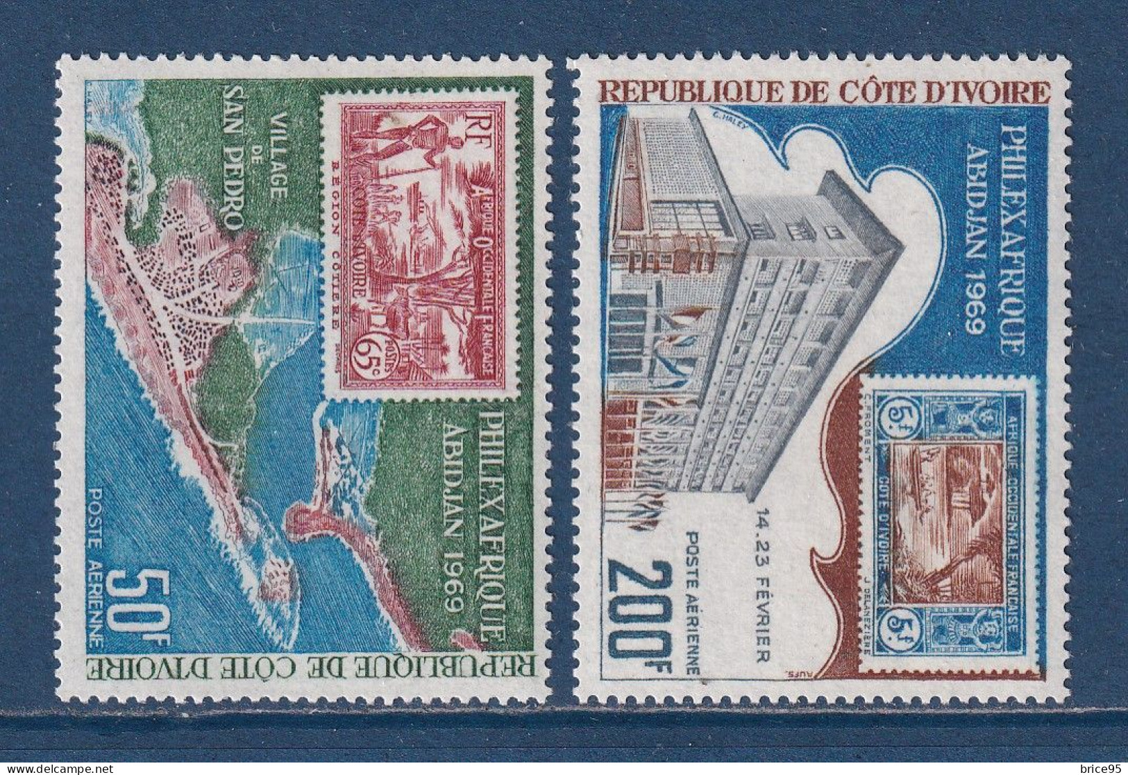Côte D'Ivoire - YT PA N° 42 Et 44 ** - Neuf Sans Charnière - Poste Aérienne - 1969 - Côte D'Ivoire (1960-...)