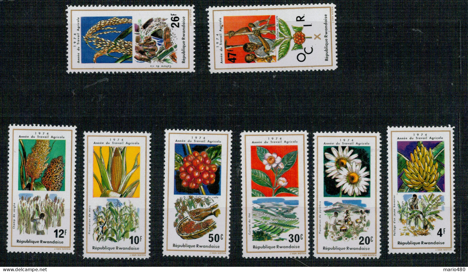 RWANDA   ANNO  DEL  LAVORO  AGRICOLO  1975    8 STAMPS  MNH° - Rwanda