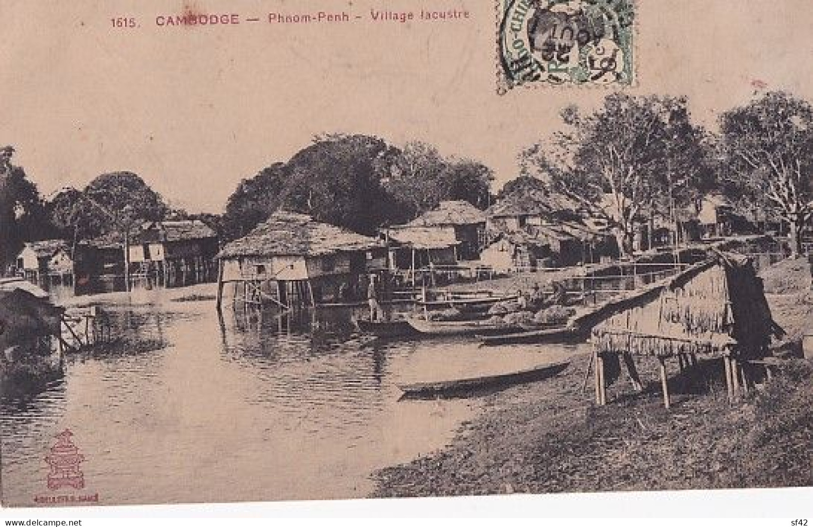 PHNOM PENH                  VILLAGE LACUSTRE         + TIMBRE - Cambodge