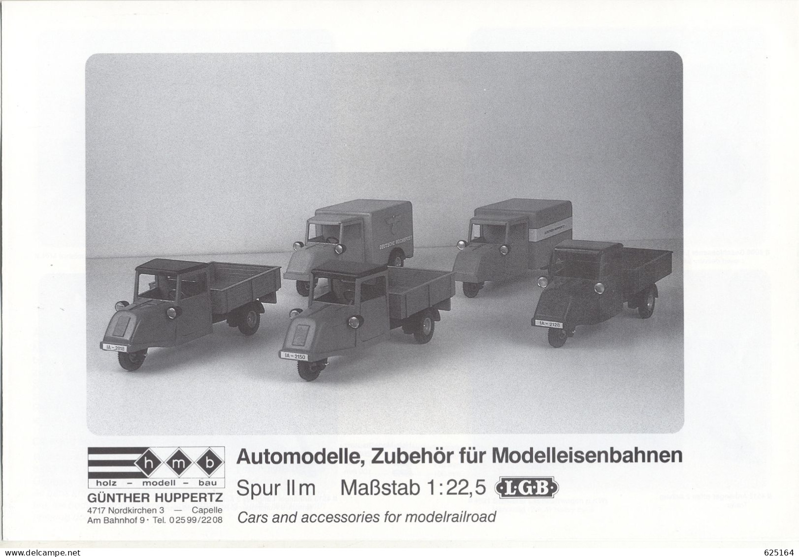 Catalogue HMB Holz Modellbau 1990 GÜNTHER HUPPERTZ Spur IIm Maßstab 1/22,5 - Deutsch