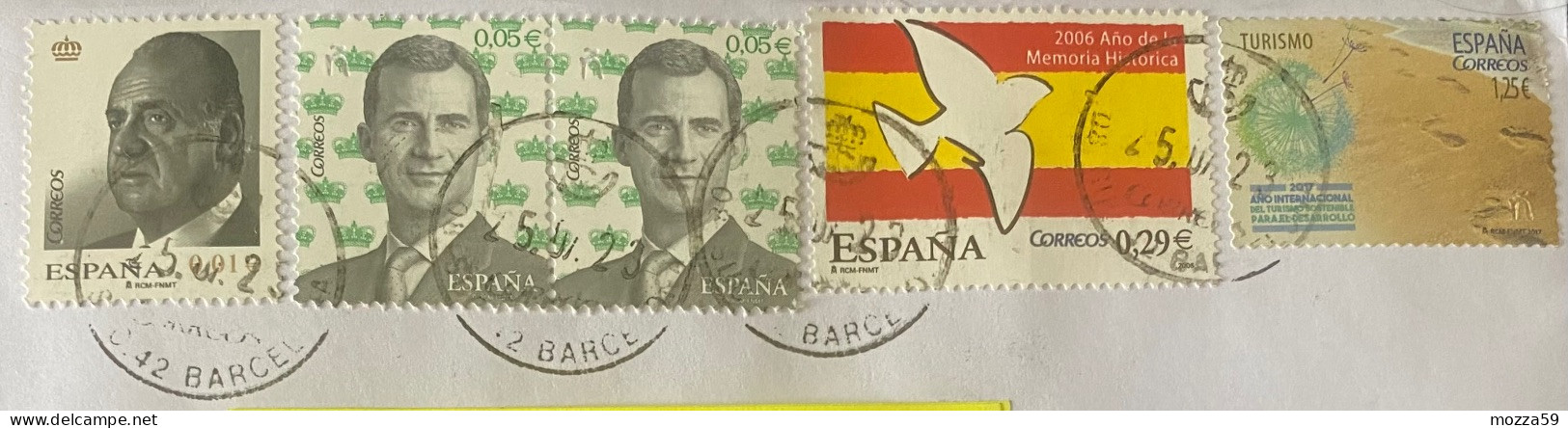 Spain 2023, Barcelona. Decorative Multi Franking To U.K.  - Interesting - Barcelona