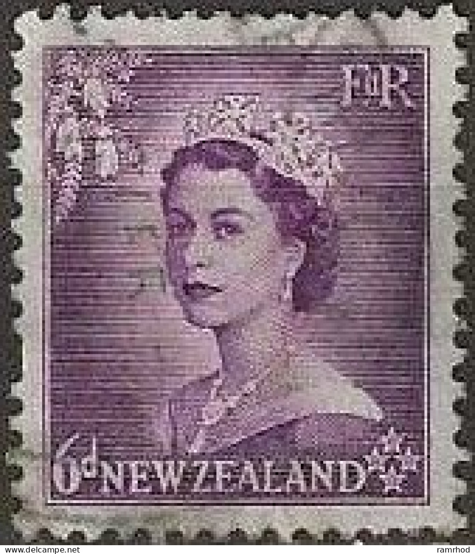 NEW ZEALAND 1953 Queen Elizabeth II -  6d. - Purple FU - Usati