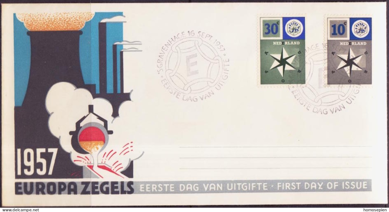 Europa CEPT 1957 Pays Bas - Netherlands - Niederlande FDC1 Y&T N°678 à 679 - Michel N°704 à 705 - 1957
