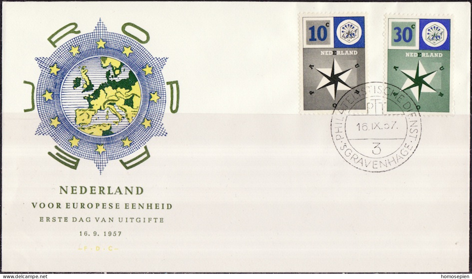 Europa CEPT 1957 Pays Bas - Netherlands - Niederlande FDC2 Y&T N°678 à 679 - Michel N°704 à 705 - 1957