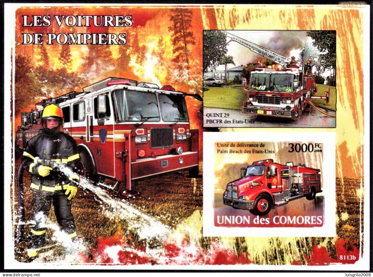 Fireman Cars/ Voitures De Pompiers -|- Union Des Comores, 2008 - Imperforated . MNH - Comores (1975-...)