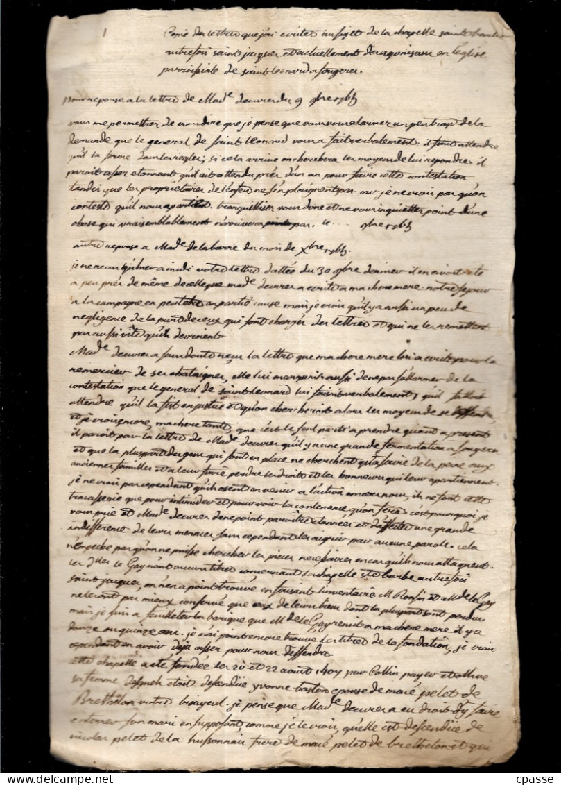 1763 Manuscrit (3 Pièces) : Généalogie, Droit Successoral - Paroisse 35 St SAINT-LEONARD De FOUGERES - Manuscrits