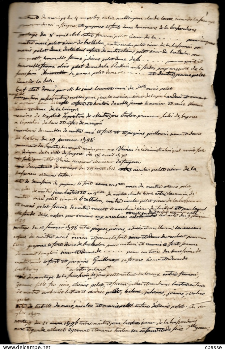 1763 Manuscrit (3 pièces) : généalogie, Droit successoral - Paroisse 35 St SAINT-LEONARD de FOUGERES