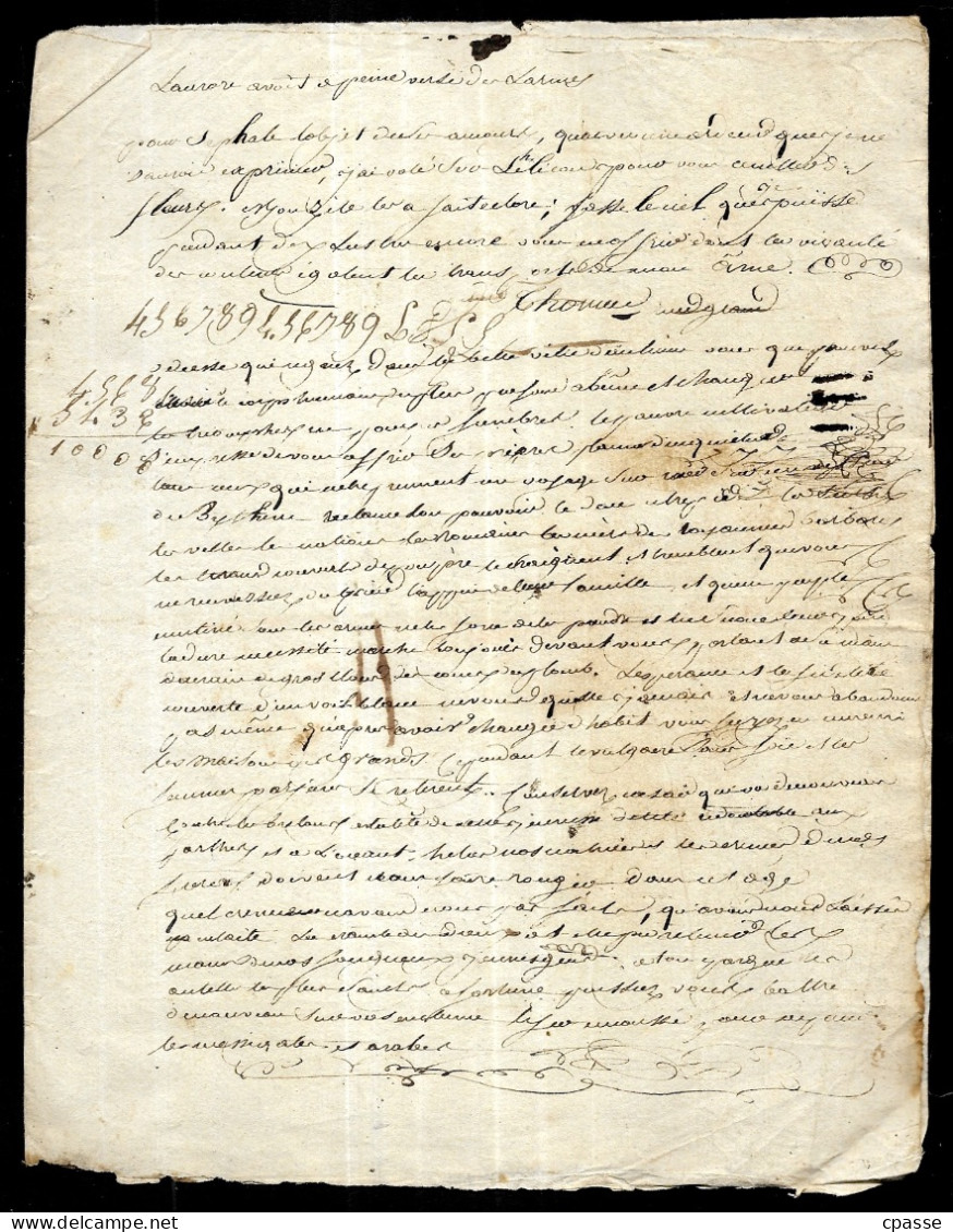 Manuscrit Ancien (XVIIe XVIIIe Siècle) Texte Poétique à Décrypter "L'Aurore Avait à Peine Versé Des Larmes"... ** Poésie - Manuscrits