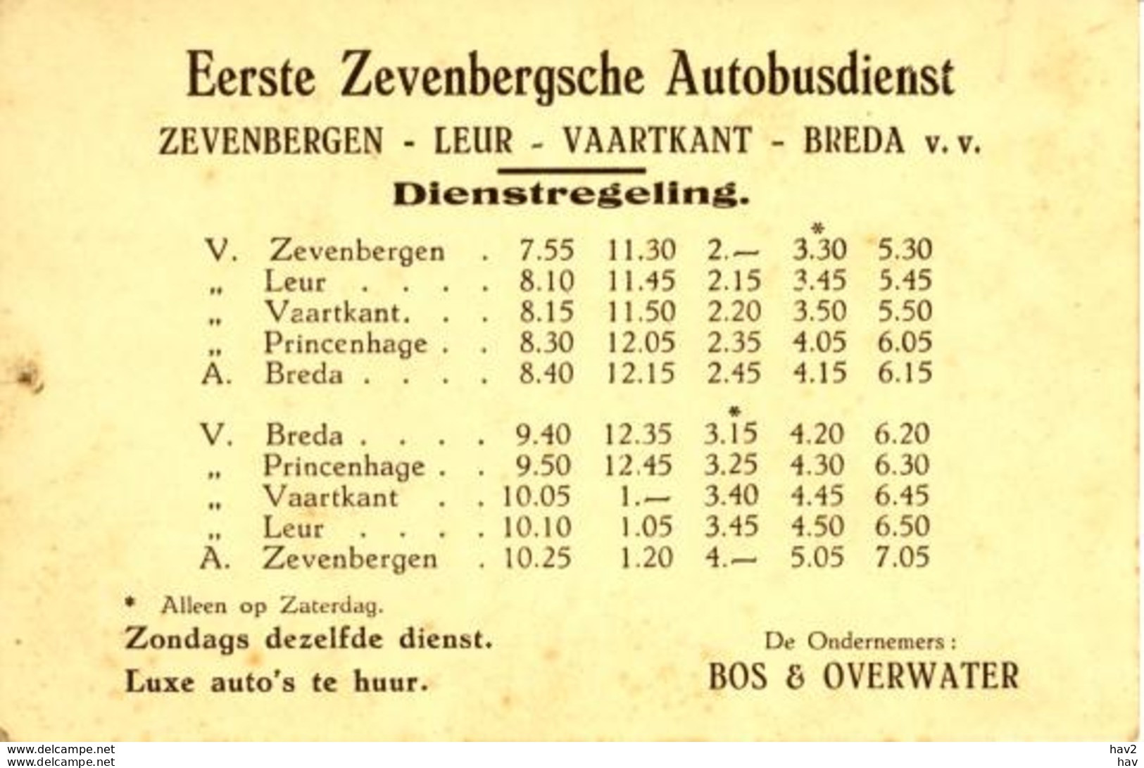 Zevenbergen Autobusdienst Dienstregeling 4198 - Europa