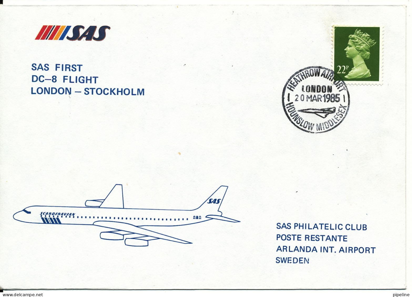 Great Britain First SAS DC-8 Flight London - Stockholm 20-3-1985 - Ohne Zuordnung