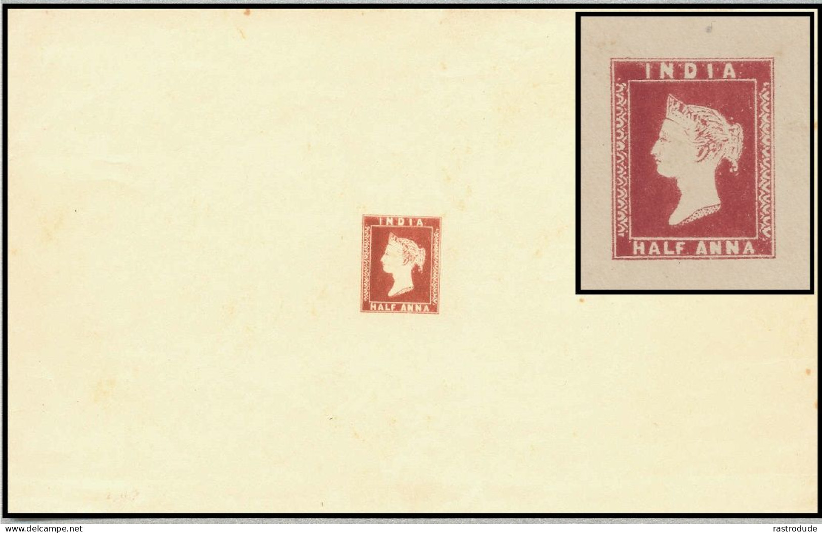 INDIA 1854 ½ A CAPT. THULLIER LITH. ESSAY SHEETLET, SPENCE Nº.68 172mm X 108mm - 1854 East India Company Administration