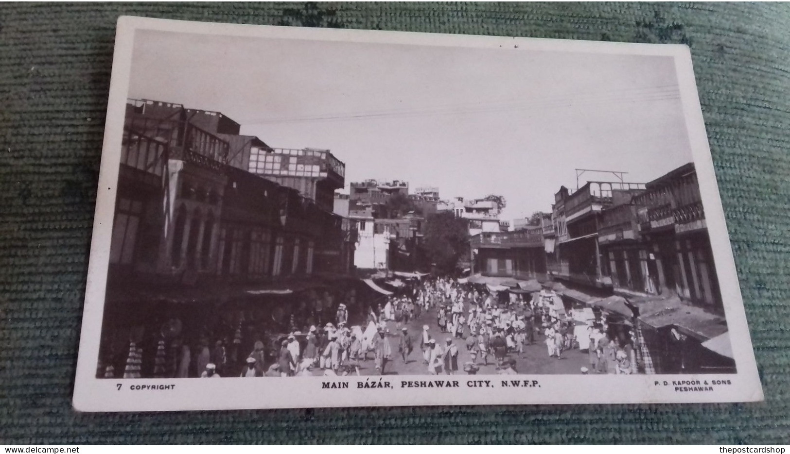 INDIA PAKISTAN (British-India) MAIN BAZAR PESHAWAR CITY N.W.F.P. KAPOOR & SONS No.7 UNUSED - India