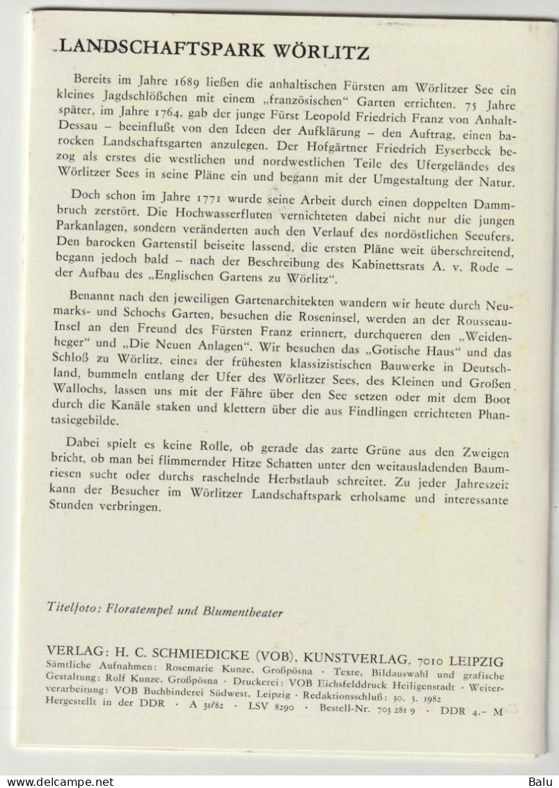 Leporella Kunstdrucke Landschaftspark Wörlitz Mit Begleittext DDR 1982 Verlag H.C. Schmiedicke (VOB). Siehe 4 Scans, - Woerlitz