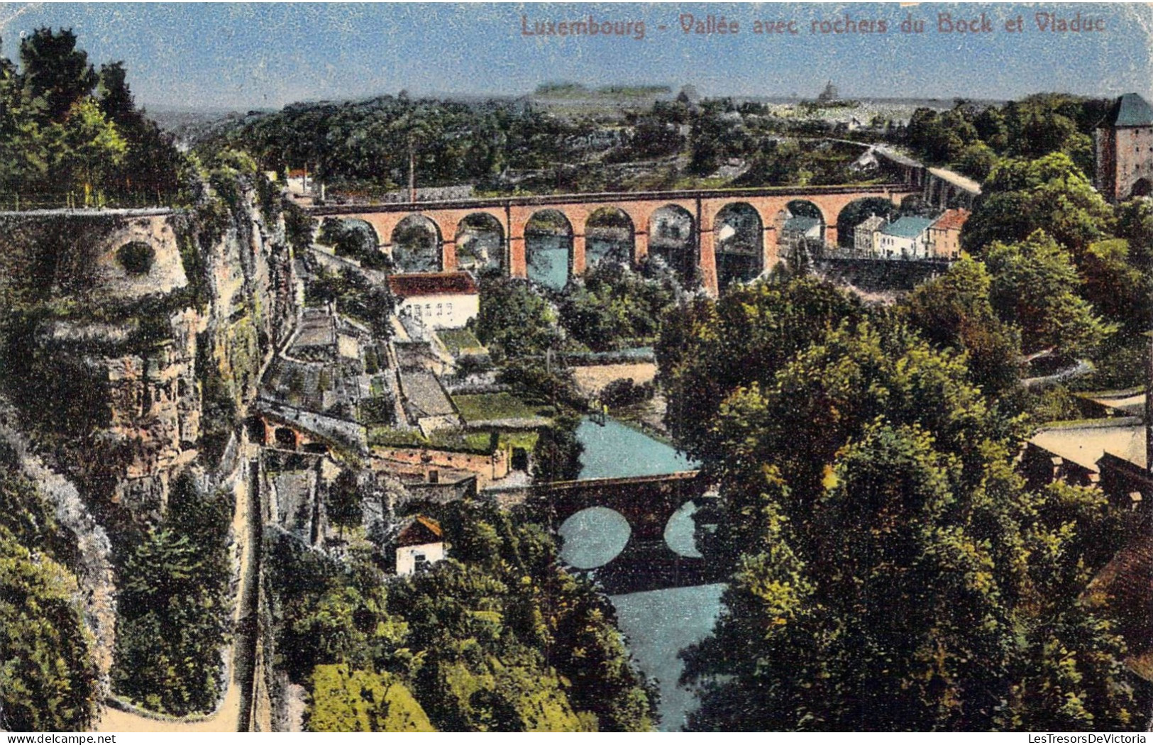 LUXEMBOURG - Vallée Avec Rochers Du Bock Et Viaduc - Carte Postale Ancienne - Luxemburg - Stad