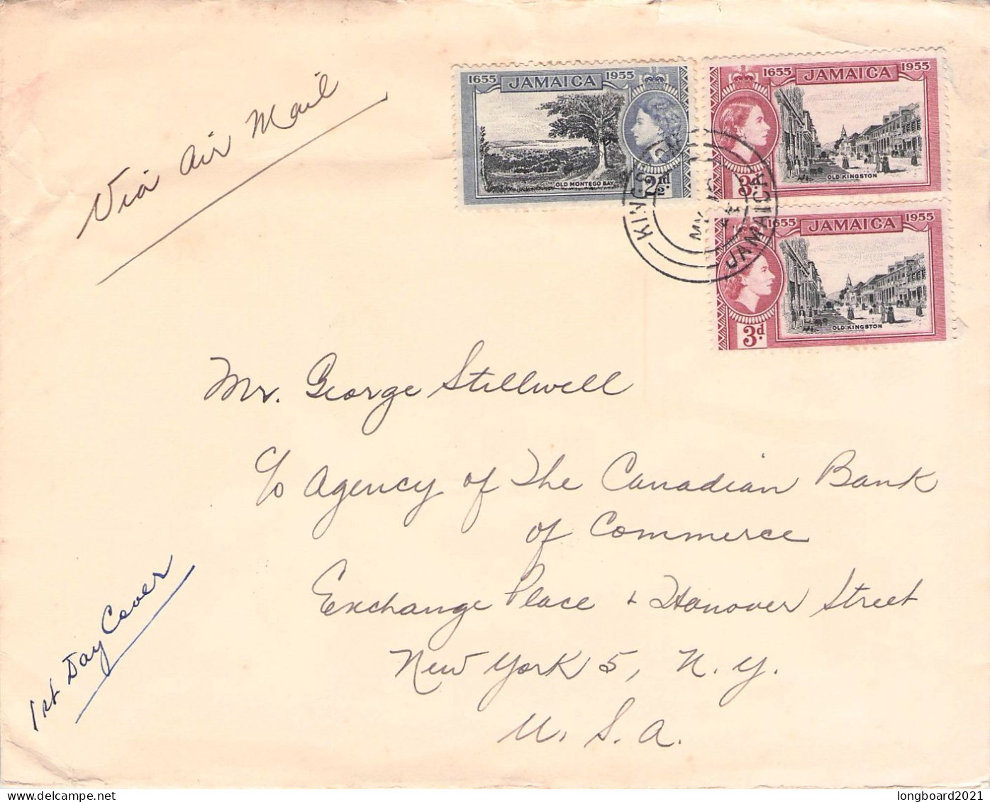 JAMAICA - 2 COVERS 1955 KINGSTON - NEW YORK Mi 157-160 / *2033 - Jamaica (...-1961)