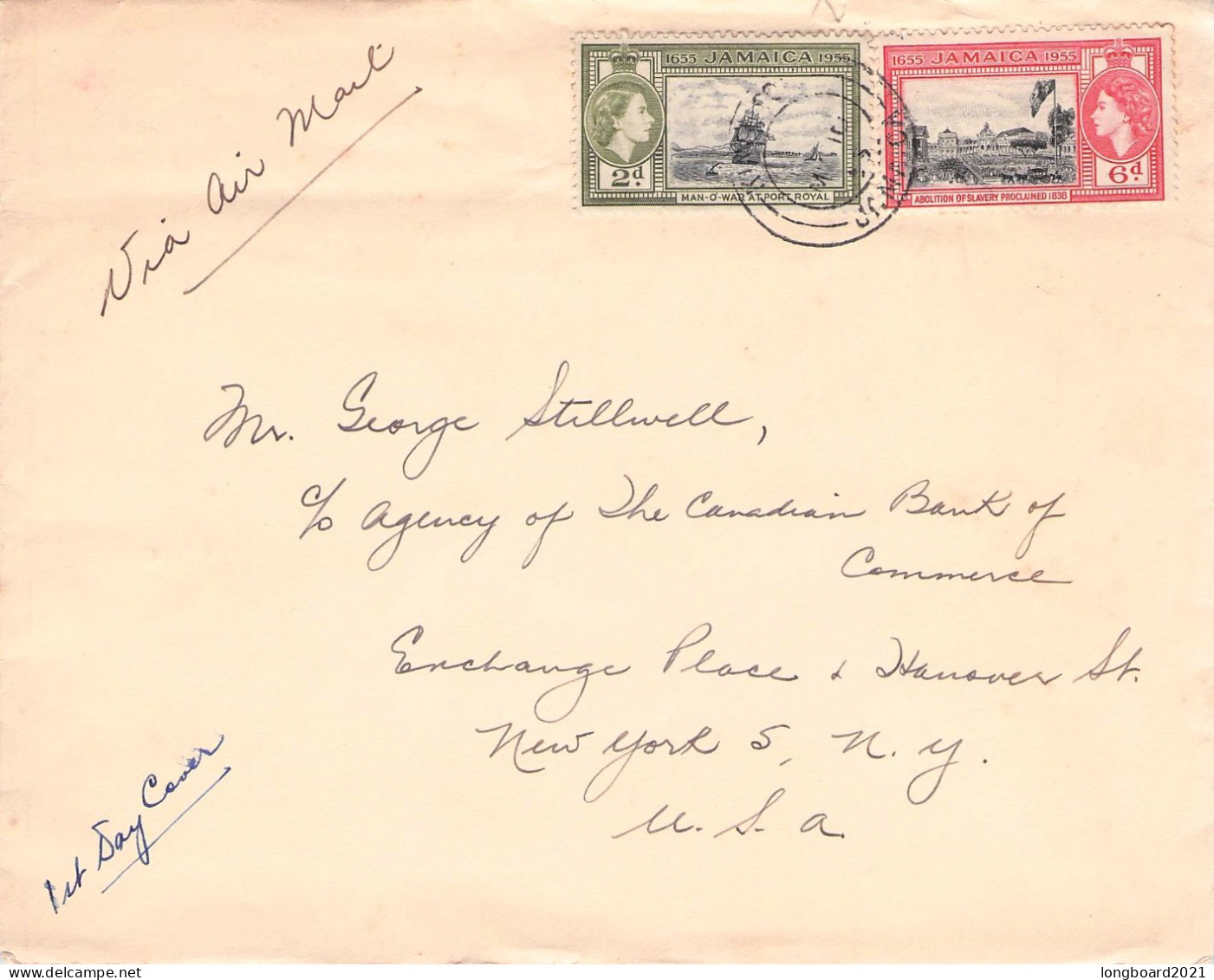 JAMAICA - 2 COVERS 1955 KINGSTON - NEW YORK Mi 157-160 / *2033 - Jamaica (...-1961)