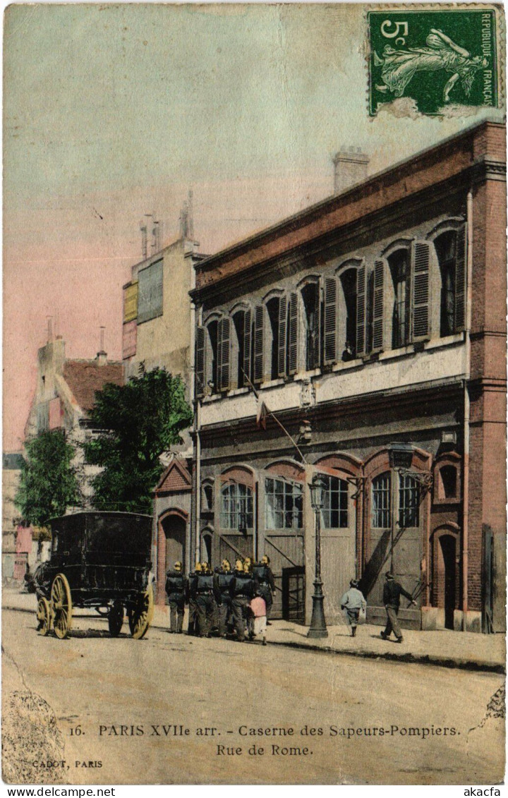 PC FIREFIGHTERS CASERNE DES SAPEURS-POMPIERS PARIS 17e RUE DE ROME (a41075) - Sapeurs-Pompiers