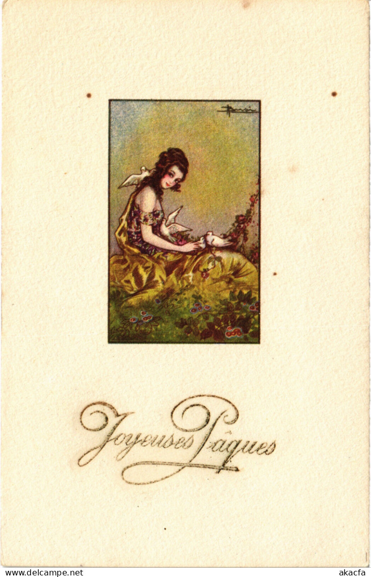 PC ARTIST SIGNED, A. BUSI, JOYEUSES PAQUES, Vintage EMBOSSED Postcard (b48702) - Busi, Adolfo