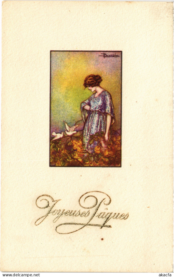 PC ARTIST SIGNED, A. BUSI, JOYEUSES PAQUES, Vintage EMBOSSED Postcard (b48703) - Busi, Adolfo