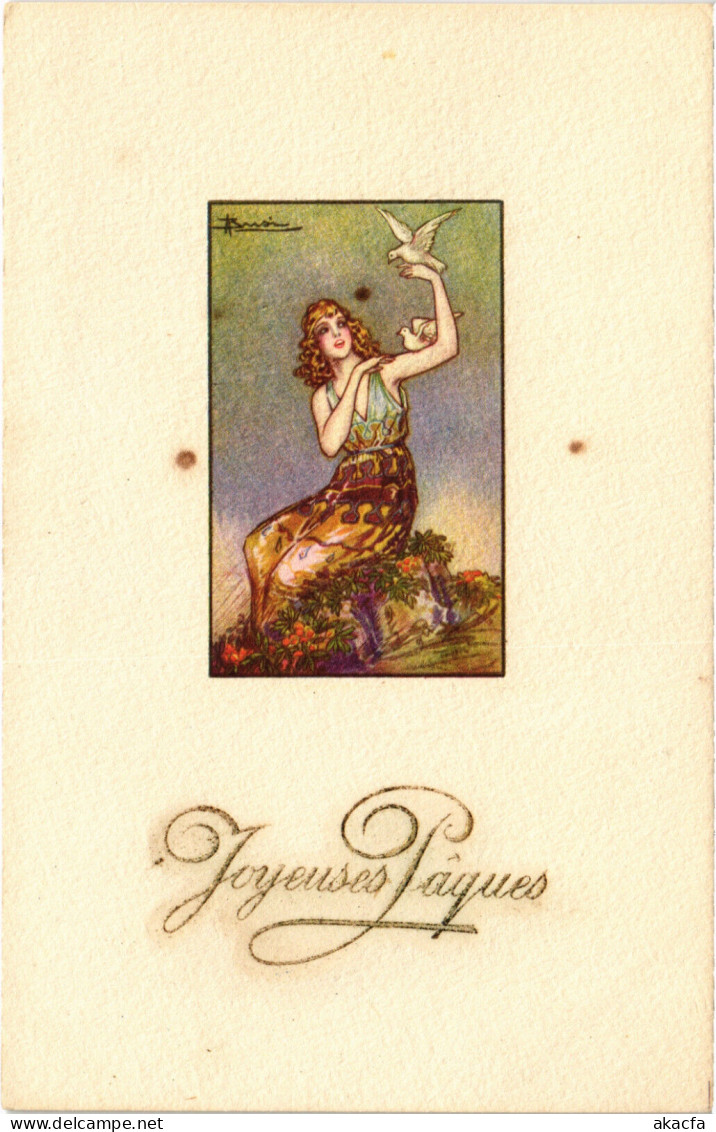 PC ARTIST SIGNED, A. BUSI, JOYEUSES PAQUES, Vintage EMBOSSED Postcard (b48704) - Busi, Adolfo