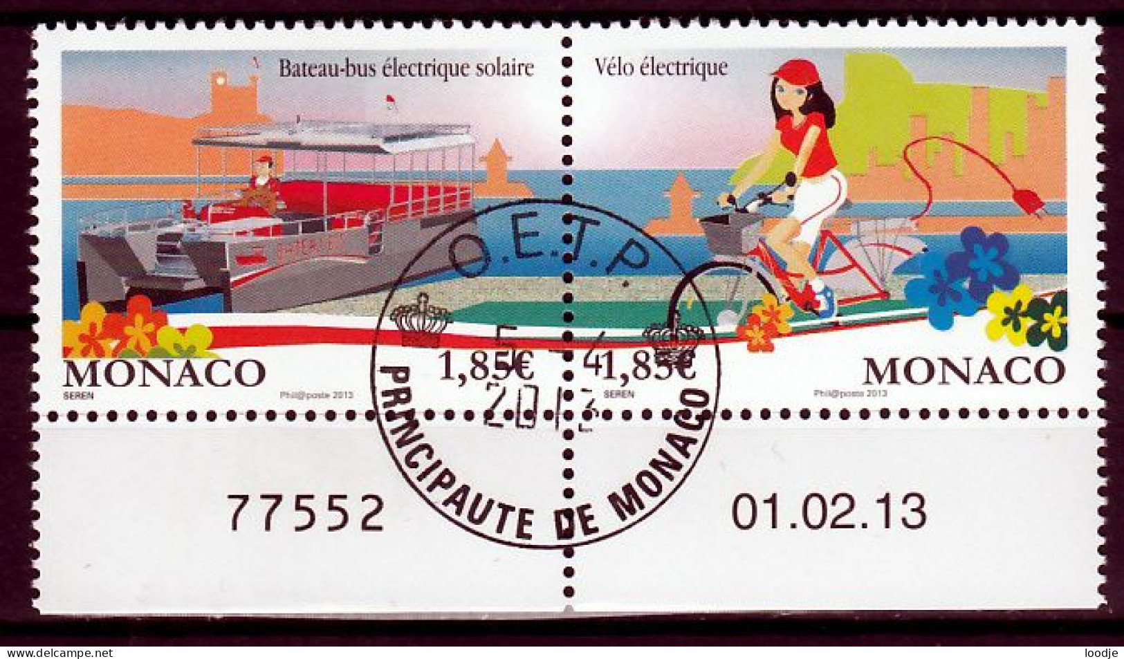 Monaco Mi 3128,3129 Ecologische Transportmiddelen  Gestempeld Paar - Used Stamps