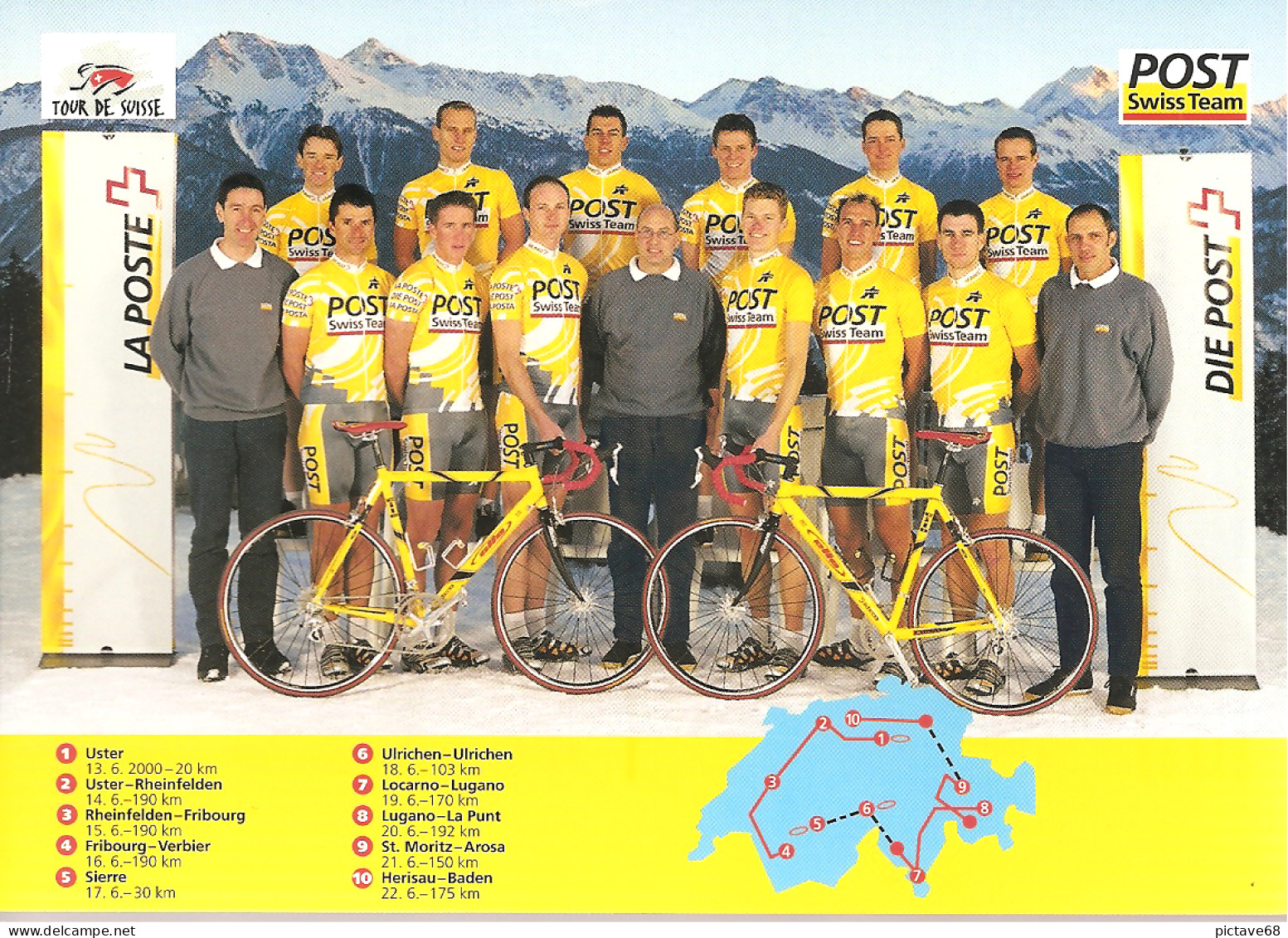 SUISSE / CARTE POSTE TAXE PERCUE EQUIPE CYCLISTE DE LA POSTE SUISSE 2000 - Cyclisme
