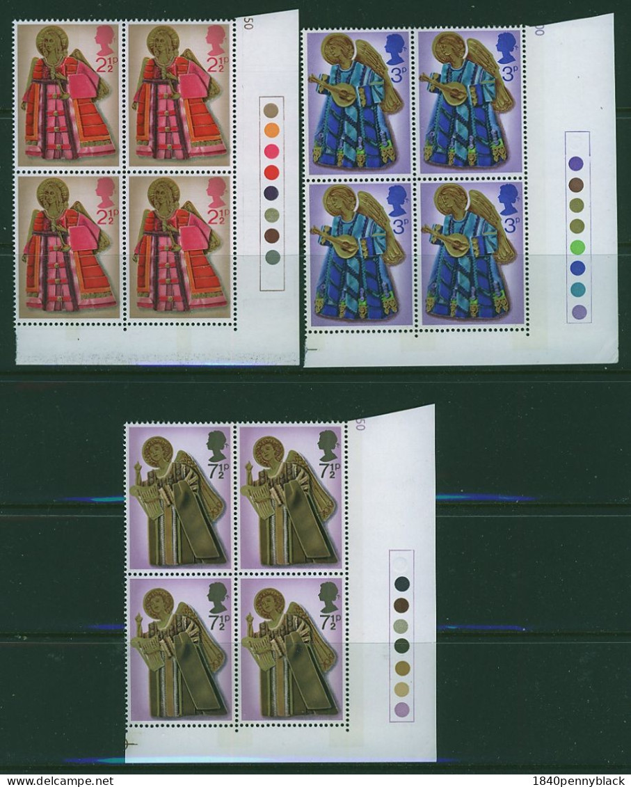 GB 1972 Christmas Set SG 913-5 In Blocks Of Four With Traffic Lights Bottom Right MNH Unmounted Mint - Feuilles, Planches  Et Multiples