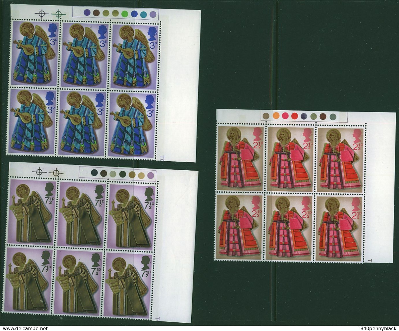 GB 1972 Christmas Set SG 913-5 In Blocks Of Six With Traffic Lights Top  Right MNH Unmounted Mint - Feuilles, Planches  Et Multiples