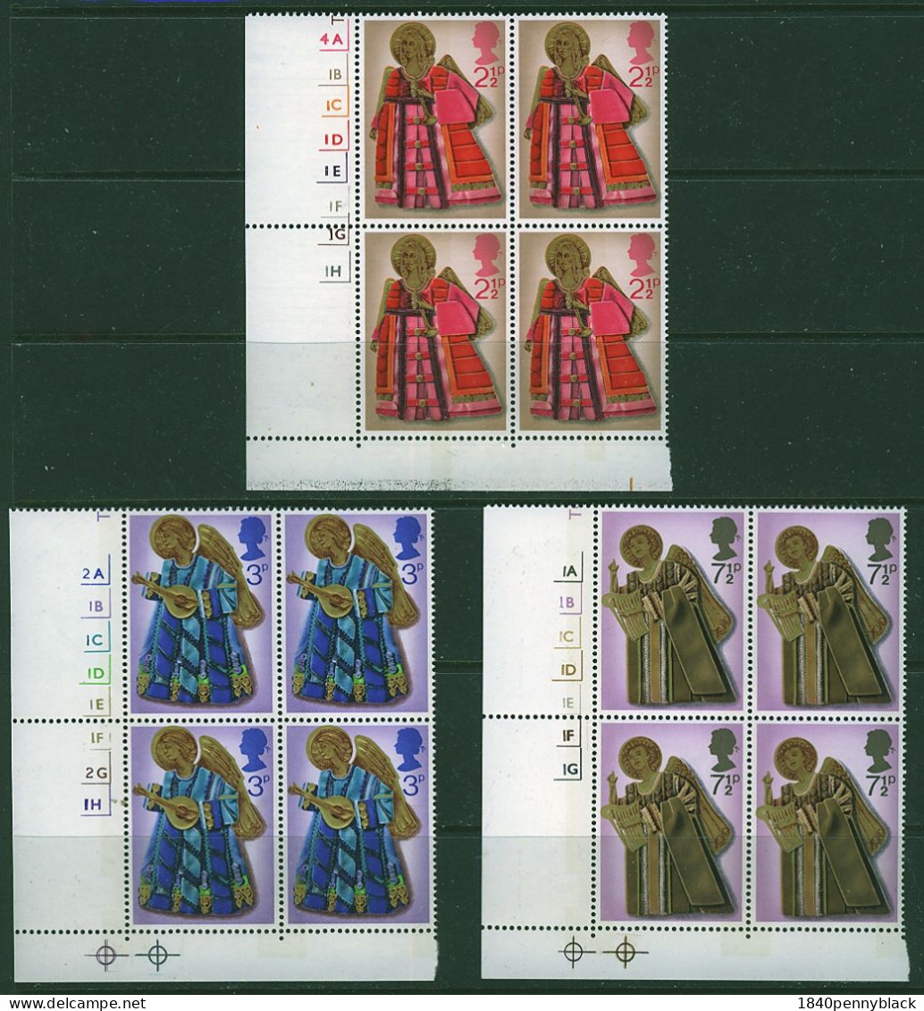 GB 1972 Christmas Set SG 913-5 In Cylinder Blocks Of Four MNH Unmounted Mint - Feuilles, Planches  Et Multiples