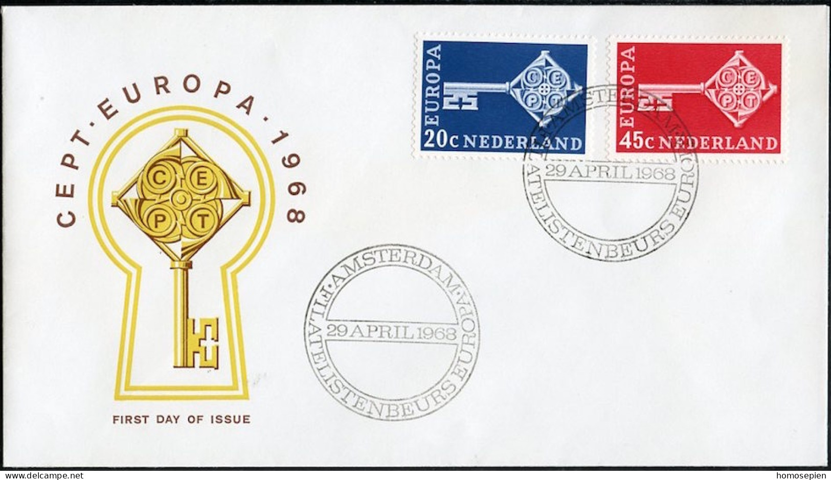 Europa CEPT 1968 Pays Bas - Netherlands - Niederlande FDC2 Y&T N°871 à 872 - Michel N°899 à 900 - 1968