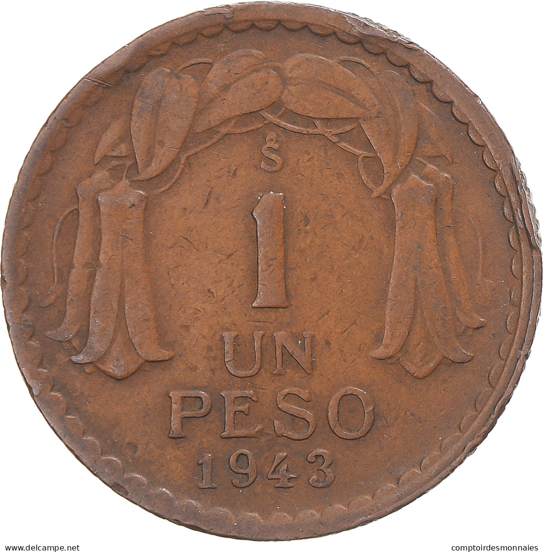 Monnaie, Chili, Peso, 1943 - Chili