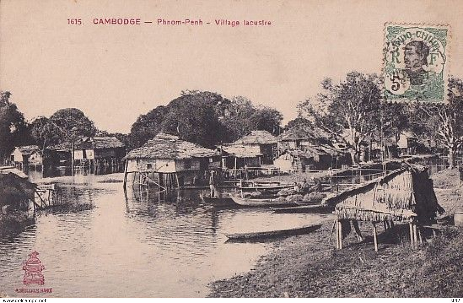 PHNOM PENH                  VILLAGE LACUSTRE         + TIMBRE - Cambodge