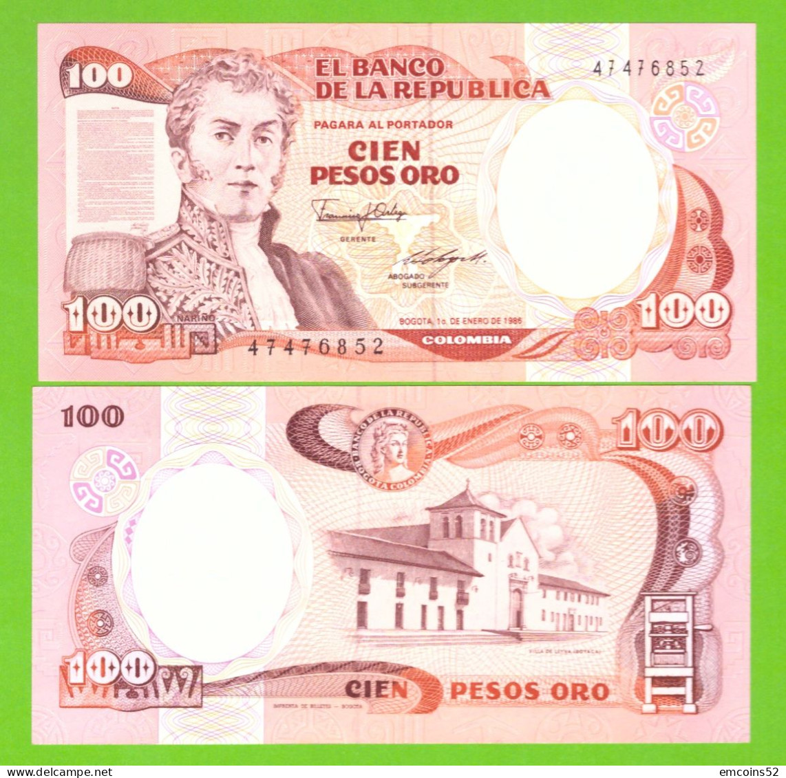 COLOMBIA 100 PESOS 1986  P-426b UNC - Colombie