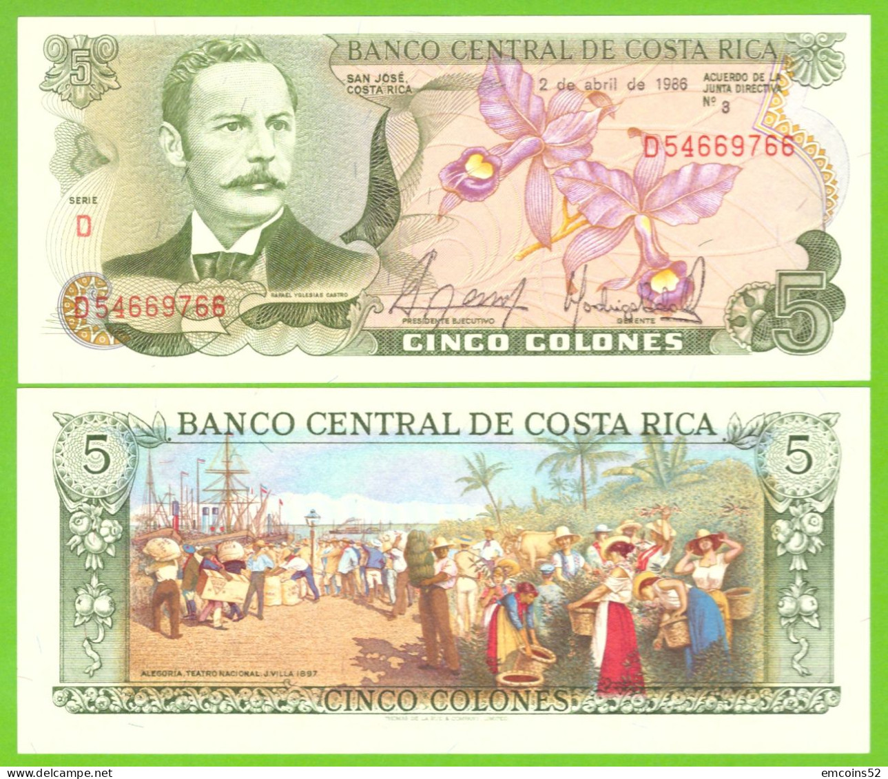 COSTA RICA 5 COLONES 1986  P-236d UNC - Costa Rica