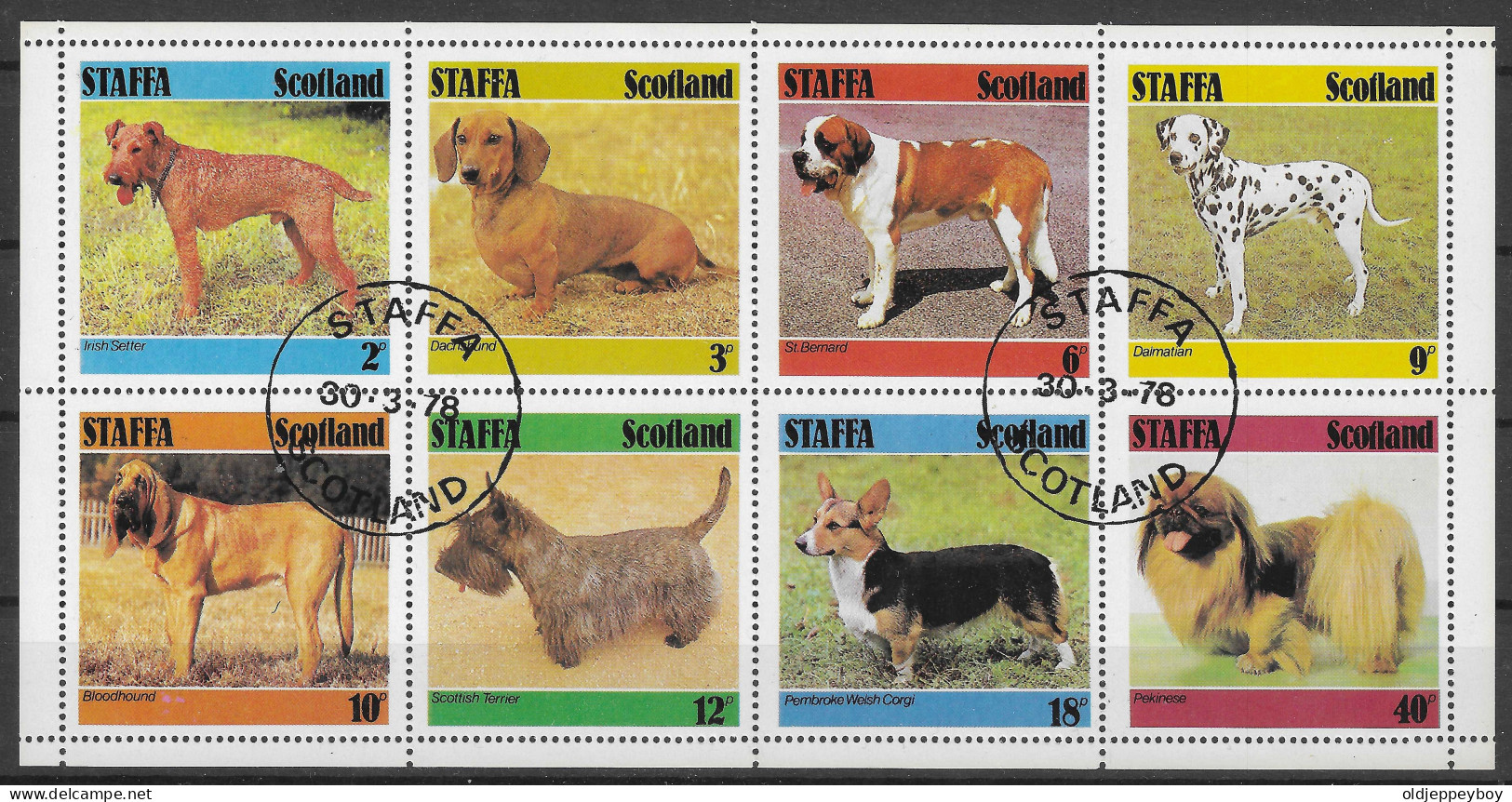 1978 STAFFA SCOTLAND  Souvenir Sheet, MNH DOGS  WELSH CORGI * CHIENS * HUNDE * PERROS. CTO CANCELLED TO ORDER FULL GUM  - Perros