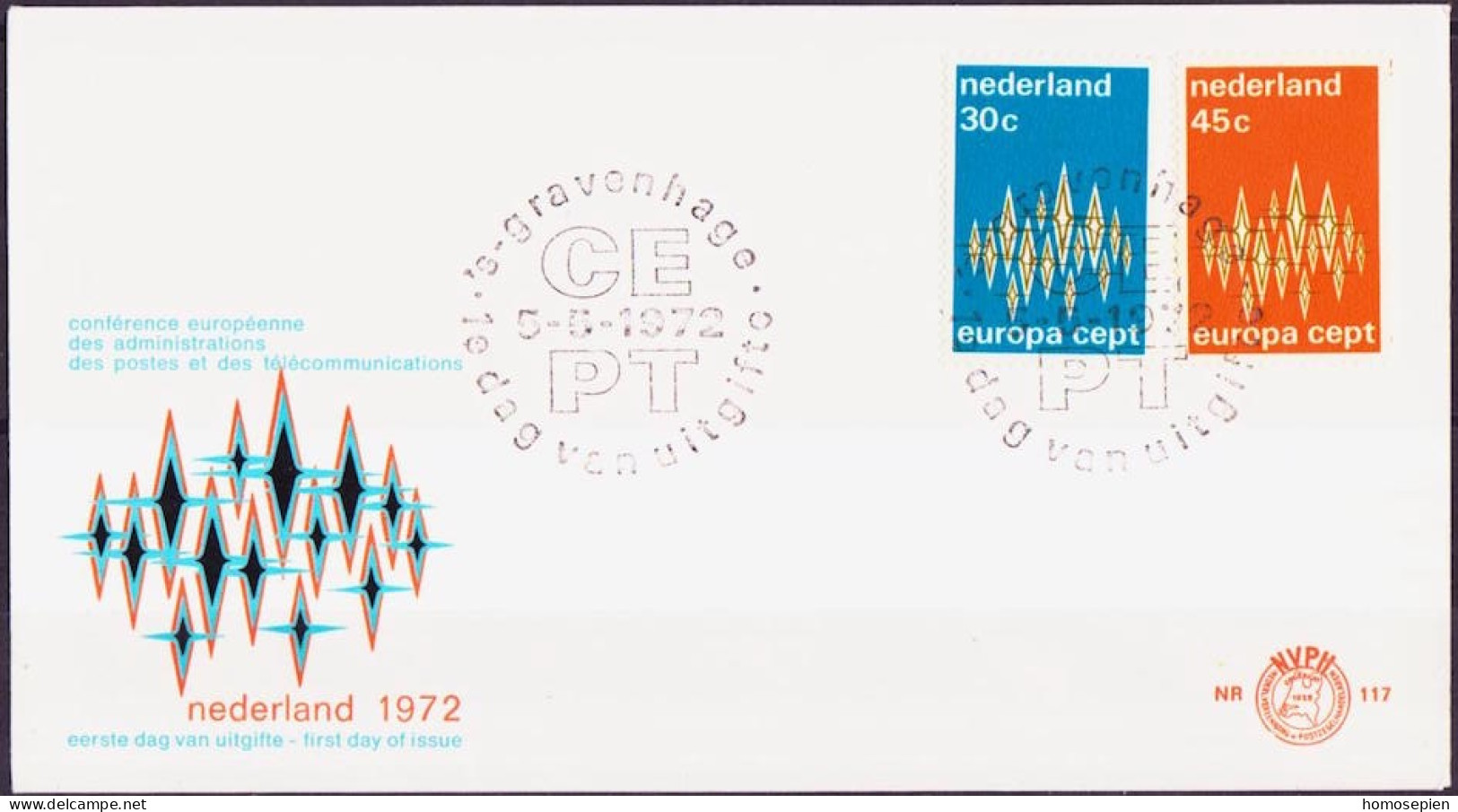 Europa CEPT 1972 Pays Bas - Netherlands - Niederlande FDC1 Y&T N°958 à 959 - Michel N°987 à 988 - 1972