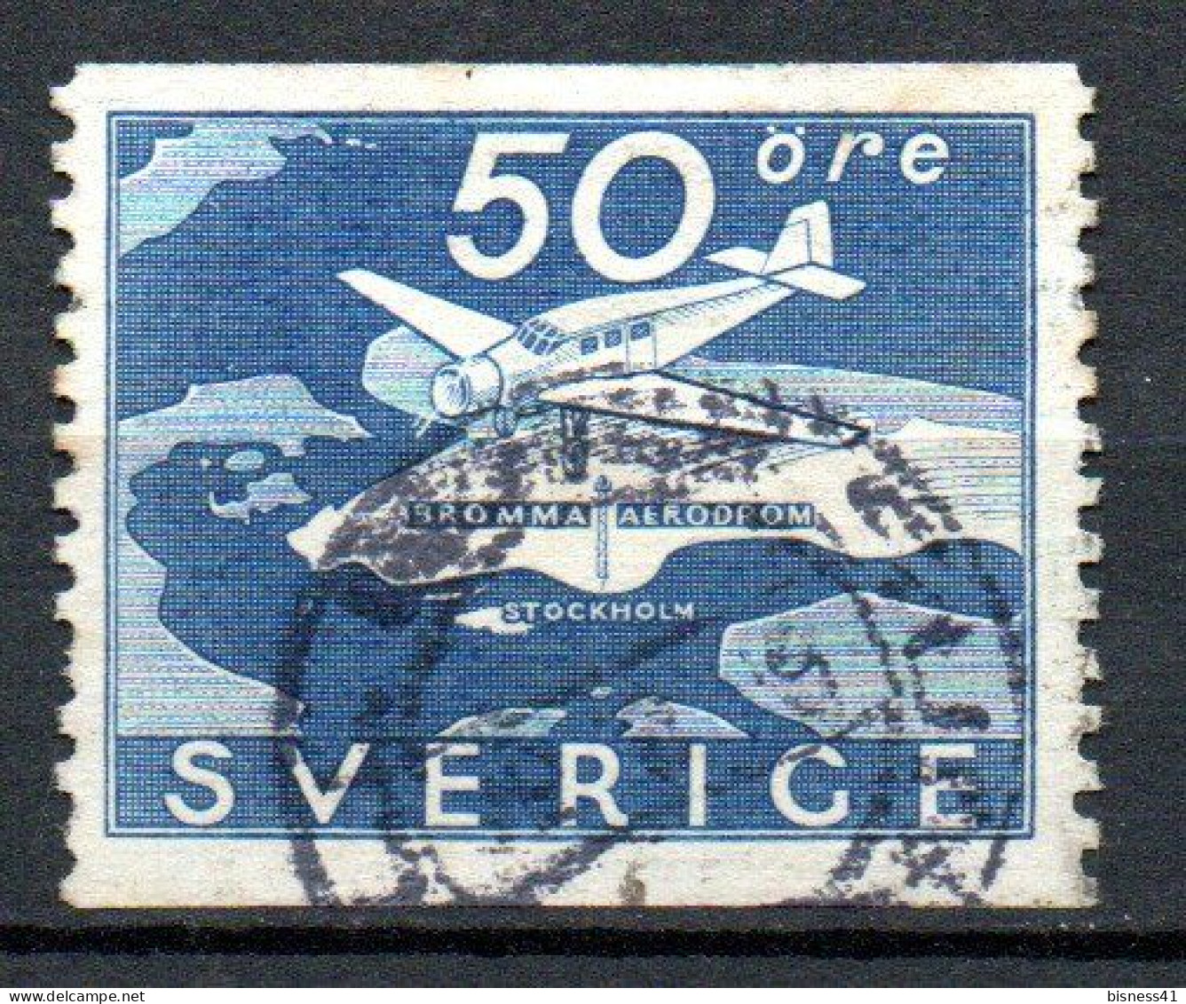 Col33 Suede Sweden Sverige Aerein 1936 N° 6 Oblitéré  Cote :  10,00€ - Usati