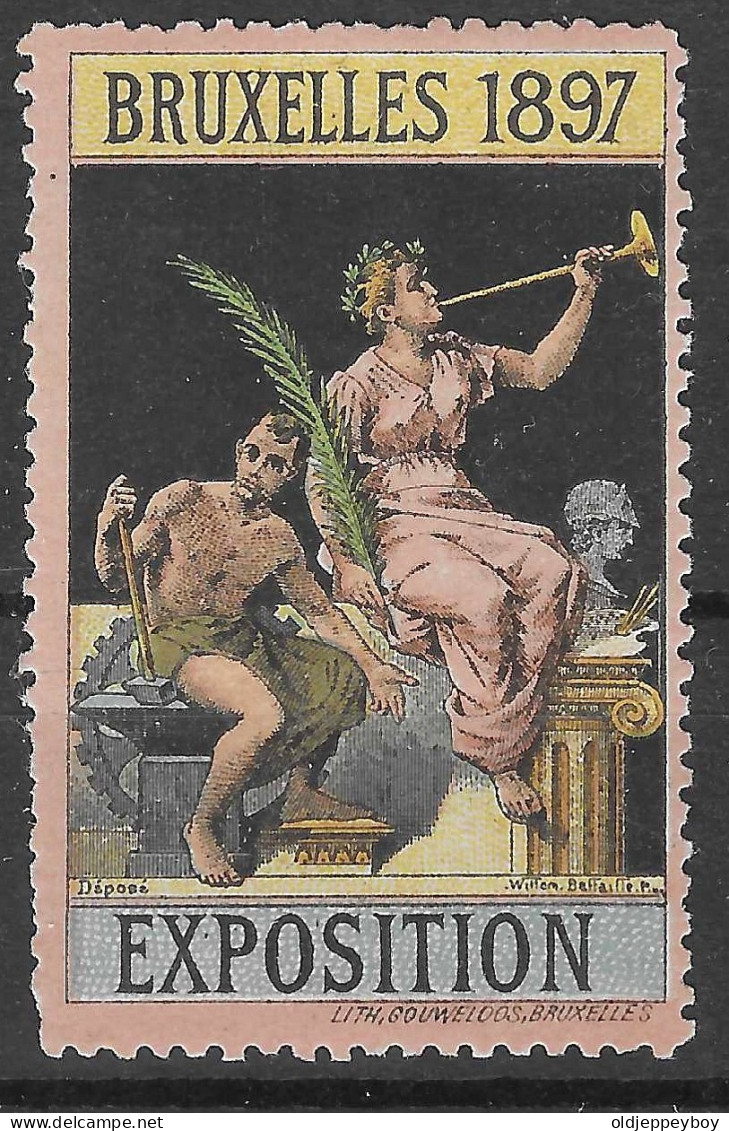 1897 EXPOSITION INTERN DE BRUXELLES BELGIUM BELGIE  COMMERCE  VIGNETTE Reklamemarke Cinderella   - Erinnofilia